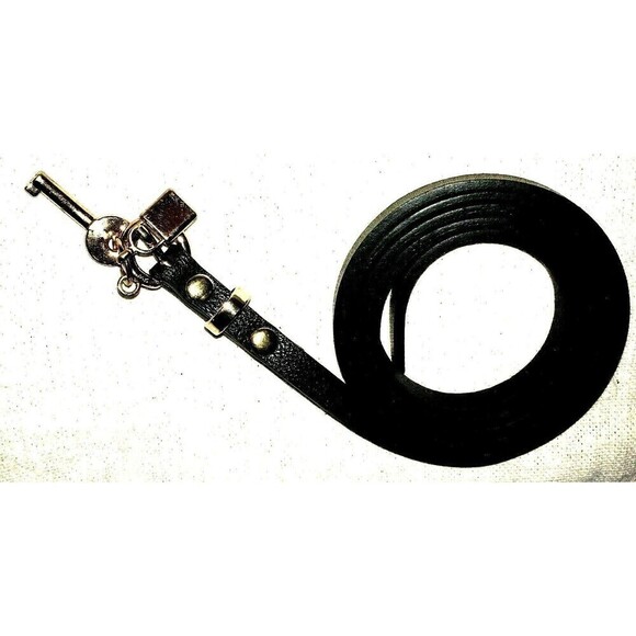 Slim Belt, Brass Key & Lock Charm and Brass Buckle, S - Picture 4 of 4